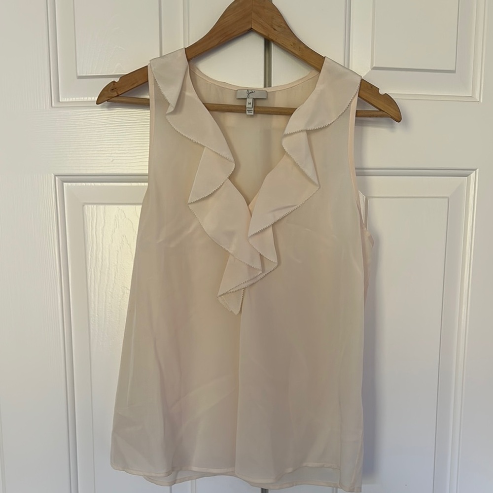 Elegant Joie Cream Off White Sleeveless Ruffle Top